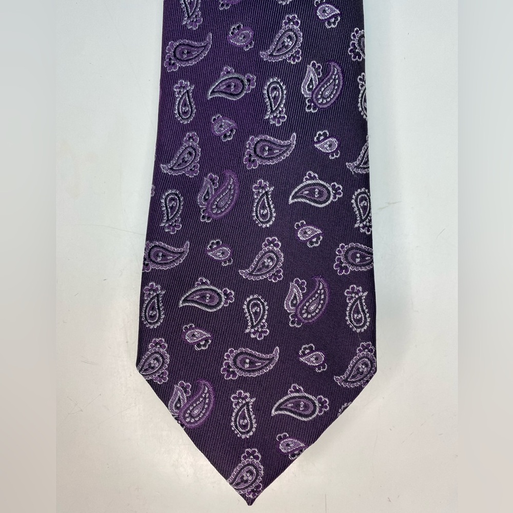 BLACK BROWN 1826 Men's 100% Silk Tie Necktie Designer PAISLEY Purple